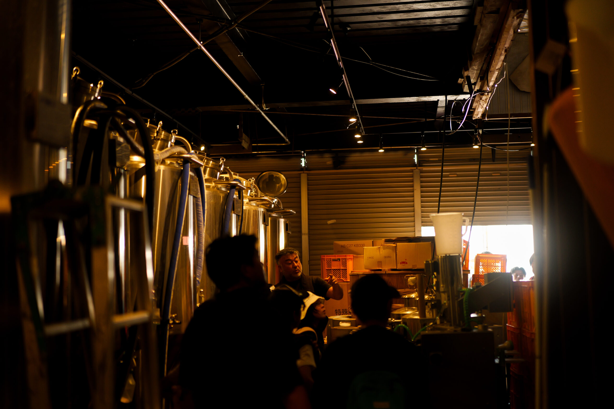 Traditional fermentation vessels in the Kashima Paradise brewery